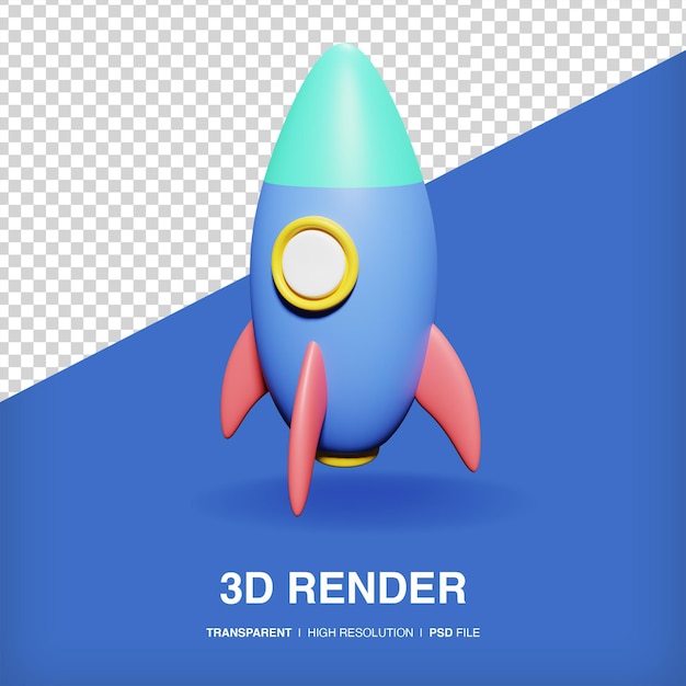 PSD icono de cohete 3d