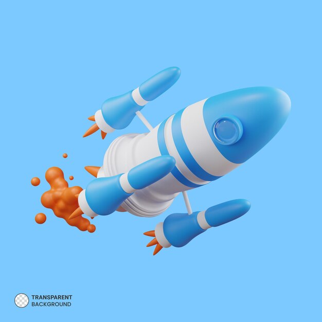 PSD icono de cohete de nave espacial aislado 3d render ilustración