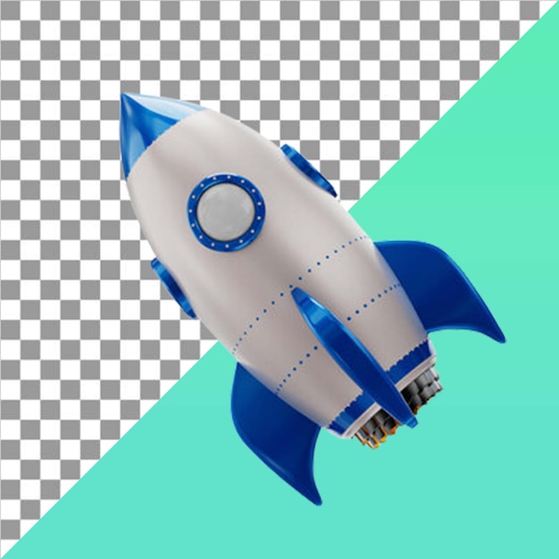 El icono del cohete de la nave espacial PSD aislado en 3D
