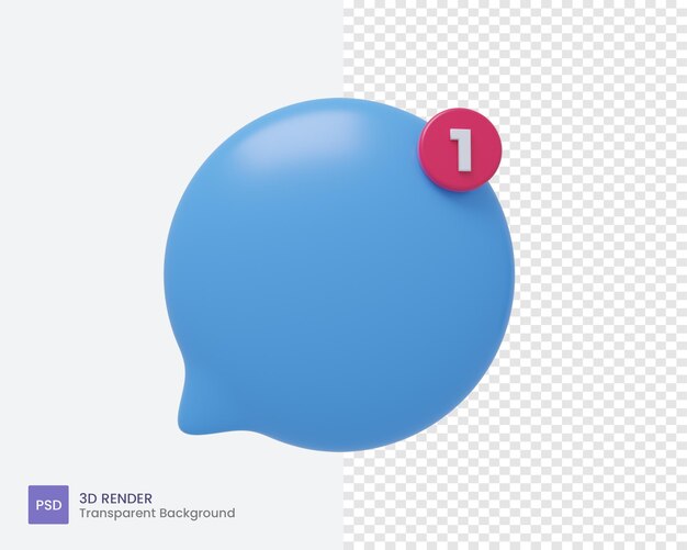 Ícono de comentario de conversación de mensaje de chat de burbuja 3d para aplicación de mensajería con notificación