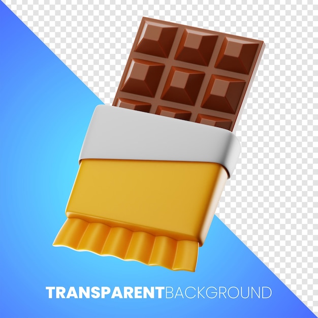 icono de comida y bebida de barra de chocolate representación 3d sobre fondo aislado