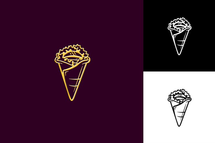PSD icono de comida doner kebab con un pan pita o un envoltorio lleno de wit flat ilustración diseño vectorial de alimentos