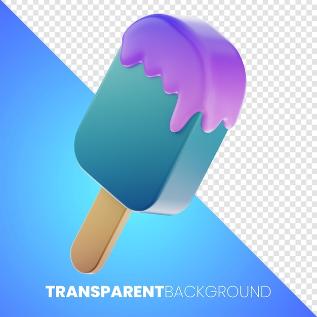 icono de comida de helado premium representación 3d en fondo transparente PNG de alta resolución