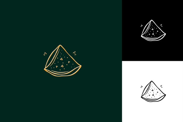 Icono de comida de samosa con un pastel triangular frito o horneado Tha Ilustración plana Diseño vectorial de alimentos