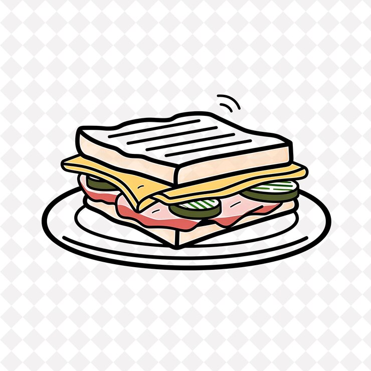 PSD icono de comida de sándwich cubano con un sándwich prensado en capas de ingenio ilustración plana diseño vectorial de alimentos