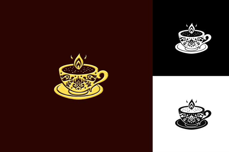 PSD icono de comida de té chai con una pequeña taza de té adornada que está llena ilustración plana diseño vectorial de alimentos