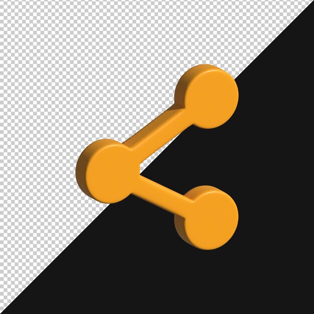 Icono de compartición naranja renderizado en 3D