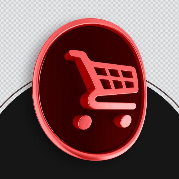 PSD icono de compras rojo representación 3d