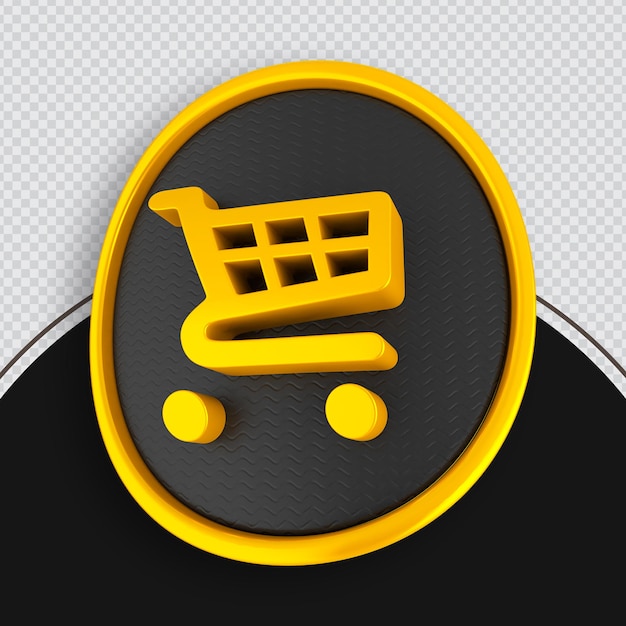 PSD icono de compras yallo renderizado 3d