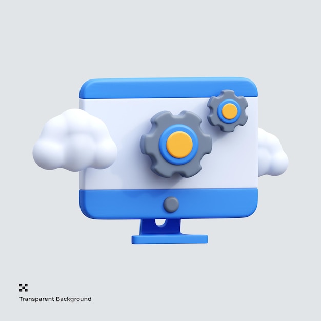 PSD icono de computación en la nube 3d