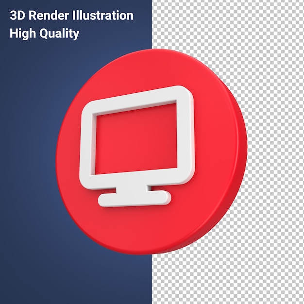 PSD un icono de computadora 3d con un fondo rojo y azul