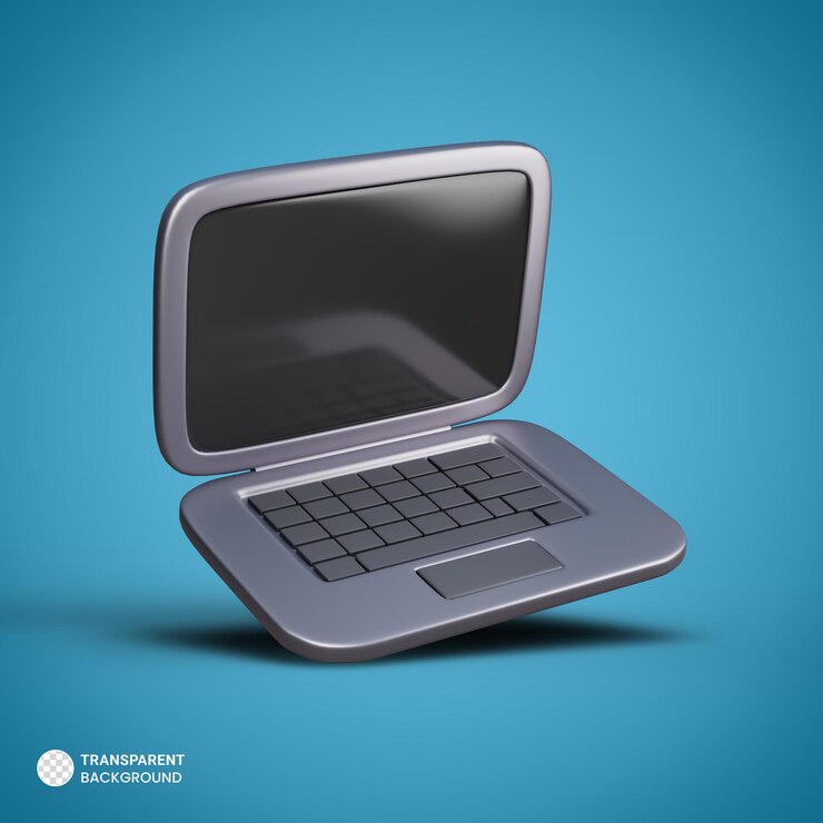 PSD icono de la computadora portátil ilustración de procesamiento 3d aislado
