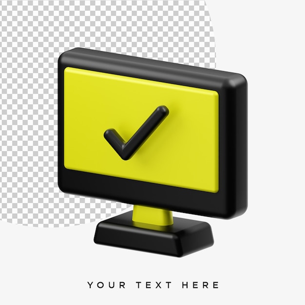 Icono de computadora de renderizado 3D con color amarillo y negro