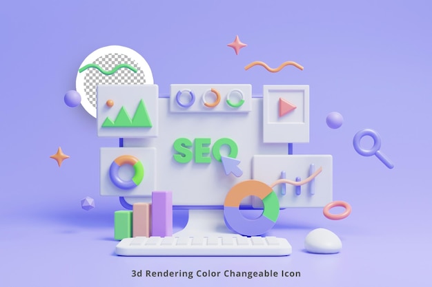 icono de concepto de análisis web y marketing seo o gráfico de análisis de clasificación 3d Seo o informe de gráfico seo