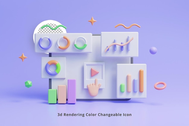 icono de concepto de análisis web y marketing seo o gráfico de análisis de clasificación 3d Seo o informe de gráfico seo