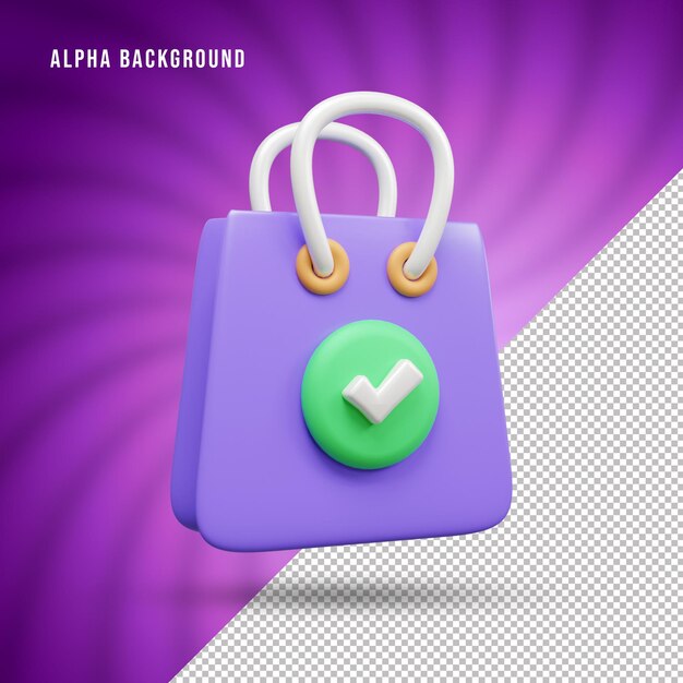 Icono de concepto de confirmación de pedido de compras en línea con ilustración de bolsa de compras