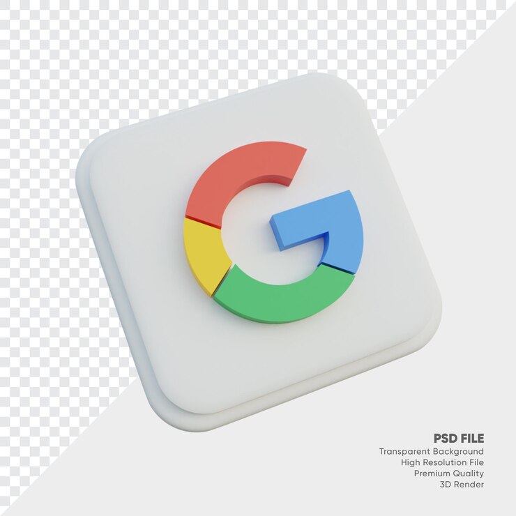 PSD icono de concepto de logotipo de estilo 3d isométrico de google en el cuadrado de la esquina redonda aislado