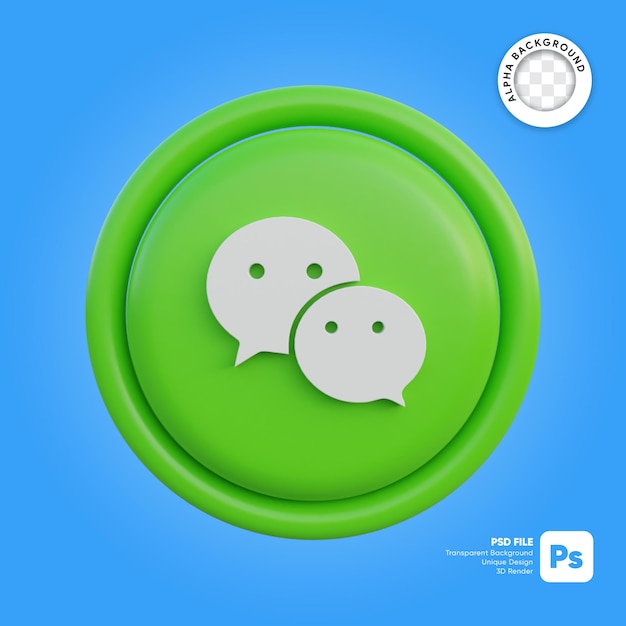 Icono de concepto de logotipo de estilo 3D de Wechat en redondo aislado