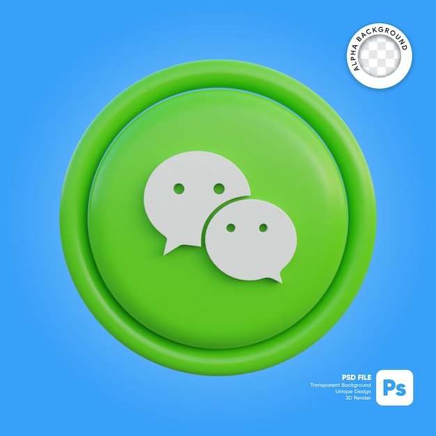 Icono de concepto de logotipo de estilo 3d de wechat en redondo aislado