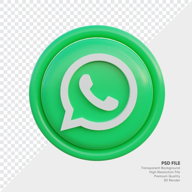 Icono de concepto de logotipo de estilo 3d de whatsapp en redondo aislado