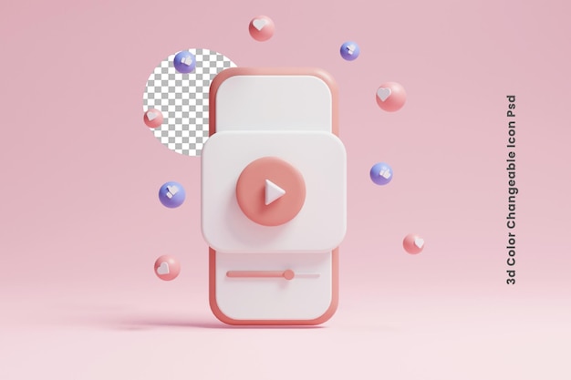 Ícono de concepto de transmisión en vivo de redes sociales 3d o diseño de redes sociales de transmisión en vivo 3d