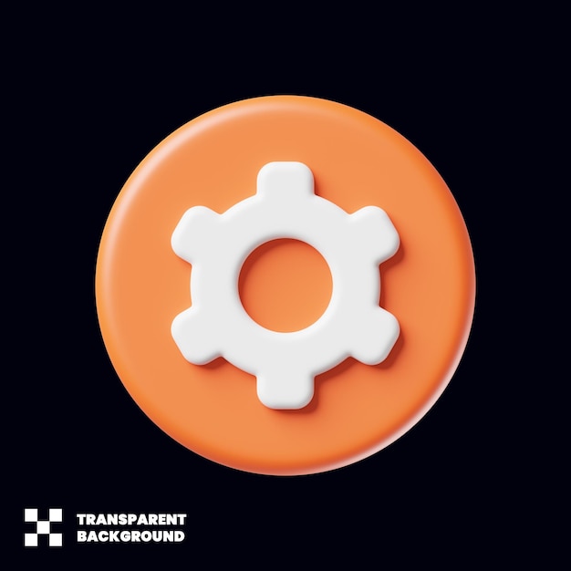 Icono de configuración de engranajes en renderizado 3D minimalista