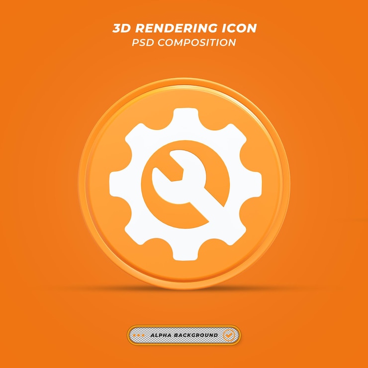 PSD icono de configuración en renderizado 3d
