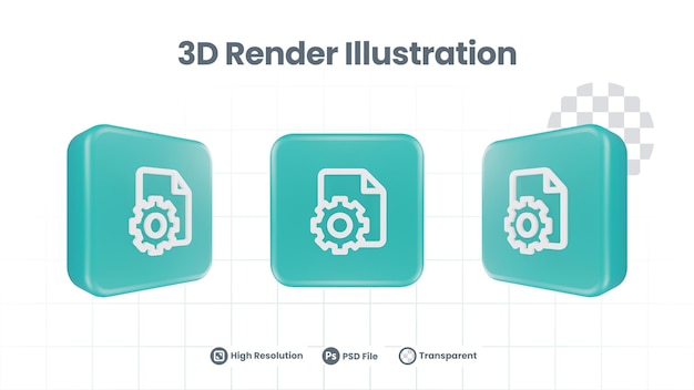 Icono de configuración de servicios de archivos del sistema de ilustración 3d para la promoción de redes sociales de la aplicación móvil web