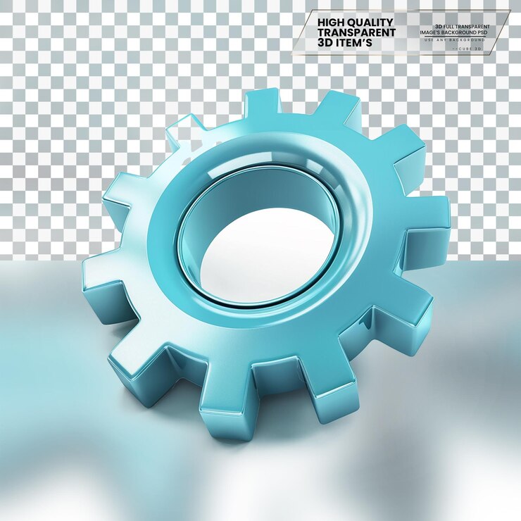 PSD icono de configuraciones 3d un icono en forma de engranaje que representa las configuraciones en un fondo transparente