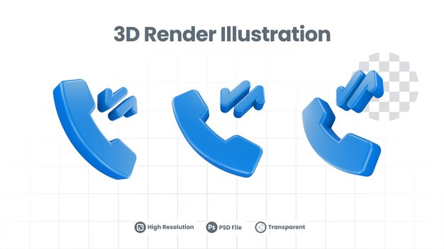Icono de contacto de llamada de transferencia de datos de ilustración 3D para promoción de redes sociales de aplicaciones móviles web