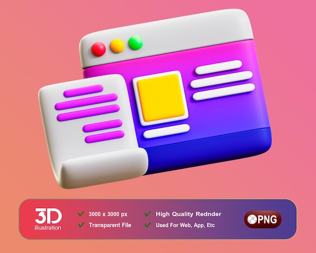 PSD icono de contenido 3d