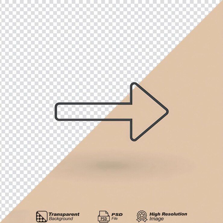 PSD icono de contorno de flecha negra aislado sobre un fondo transparente