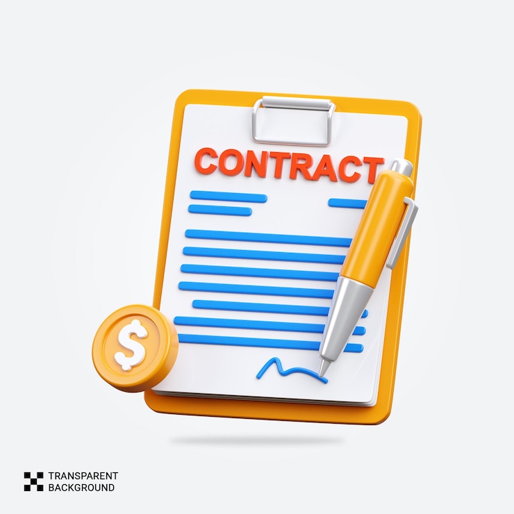 PSD el icono del contrato de negocio del renderizador psd 3d