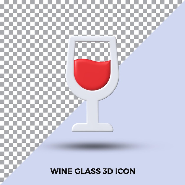 PSD icono de copa de vino 3d con un fondo morado