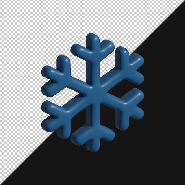 Icono de copo de nieve azul 3D para vacaciones de invierno y decoraciones navideñas