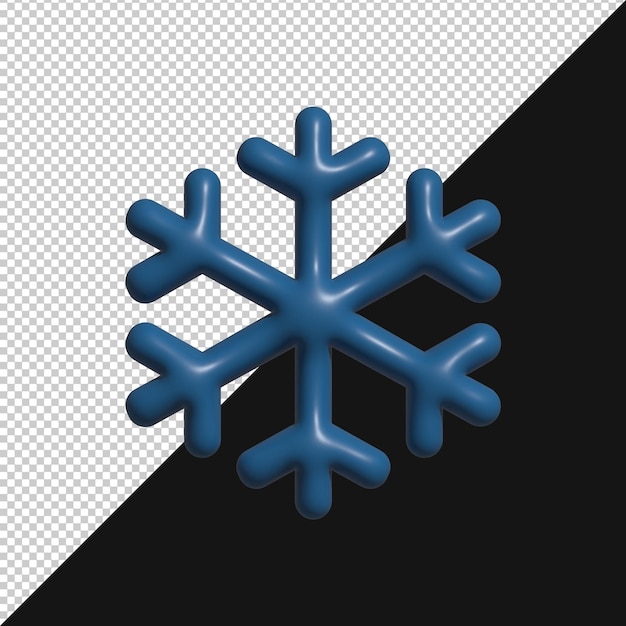 Icono de copo de nieve azul en 3D
