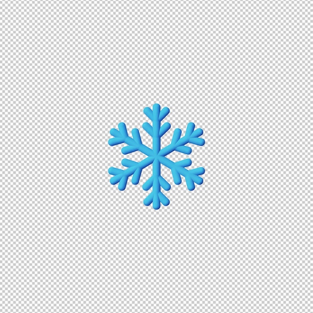 Icono de copo de nieve azul en 3D