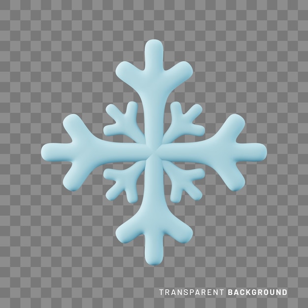 Icono de copo de nieve representación 3d