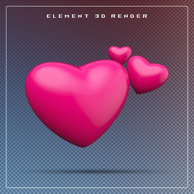 icono de corazón en 3D