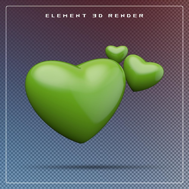 icono de corazón en 3D