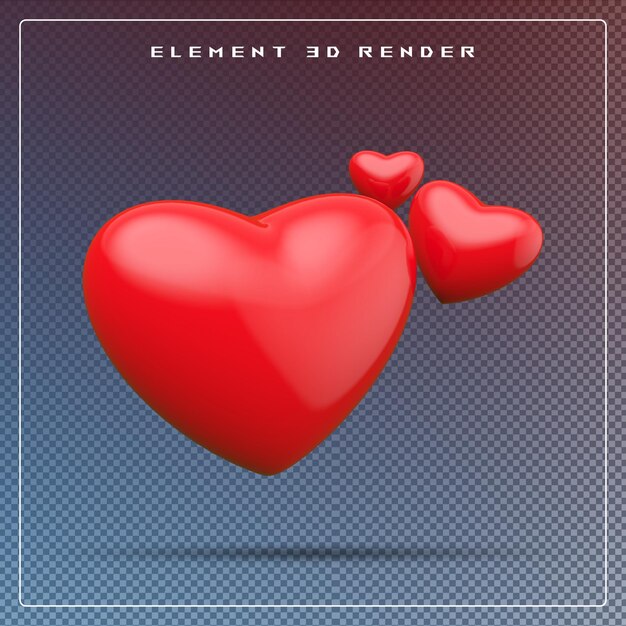icono de corazón en 3D