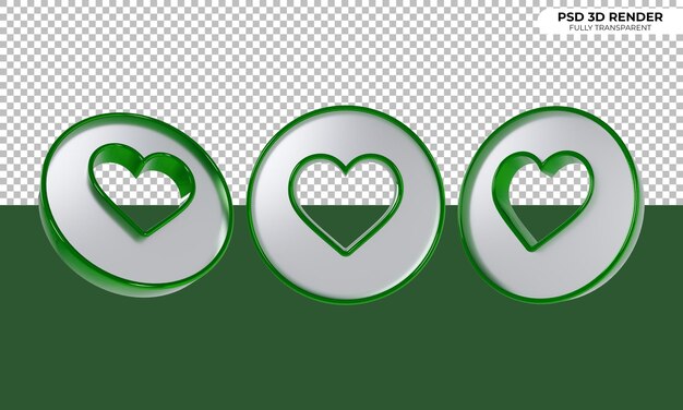 Icono del corazón en 3D