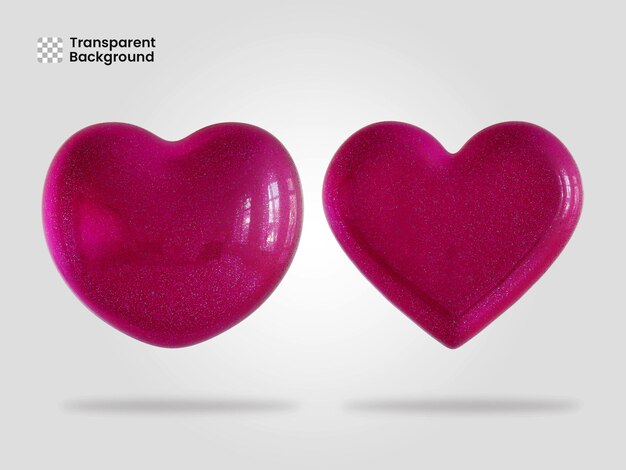 Icono de corazón aislado 3d render ilustración