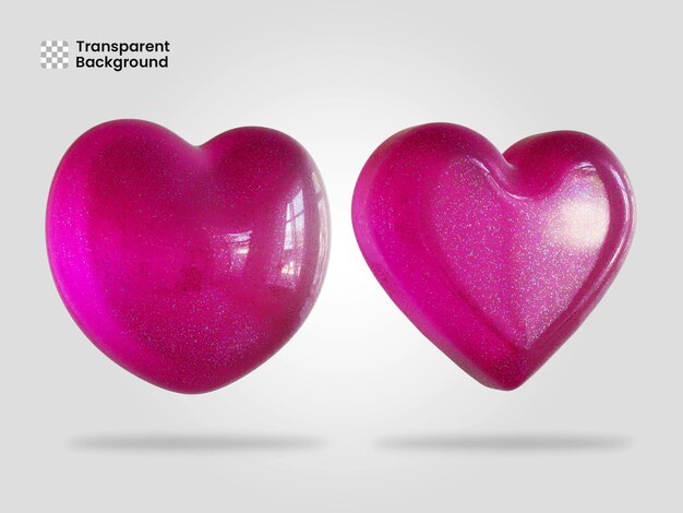Icono de corazón aislado 3d render ilustración