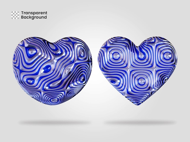 El icono del corazón aislado en la ilustración de renderización 3D