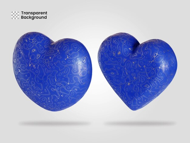 El icono del corazón aislado en la ilustración de renderización 3D