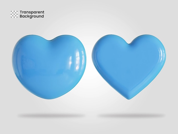 El icono del corazón aislado en la ilustración de renderización 3D