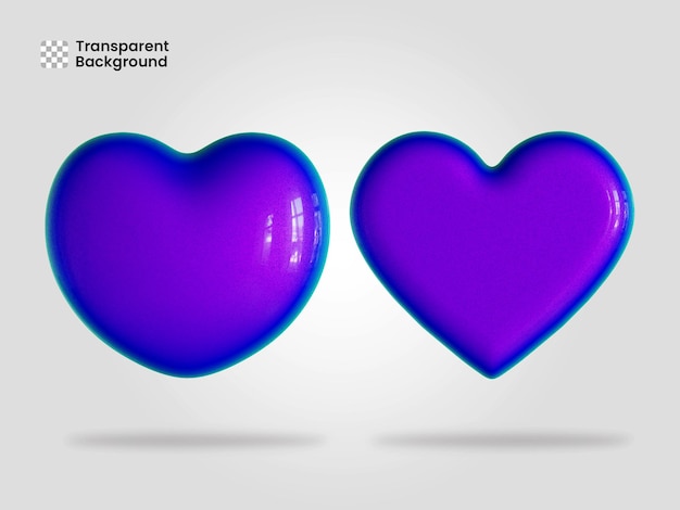 El icono del corazón aislado en la ilustración de renderización 3D