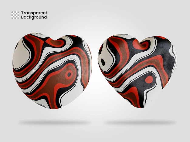 El icono del corazón aislado en la ilustración de renderización 3D