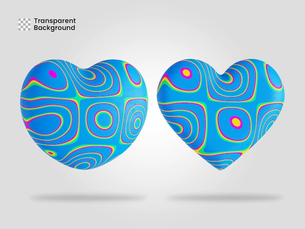 El icono del corazón aislado en la ilustración de renderización 3D